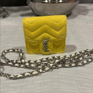 Fashion Jewelry Yellow Quilted  AirPod Case cross body chain